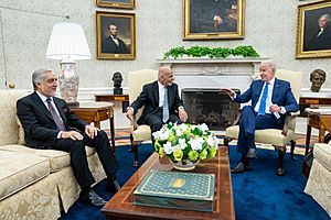 President Joe Biden with President Ashraf Ghani and Chairman Abdullah Abdullah