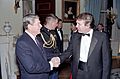 President Ronald Reagan shaking hands with Donald Trump