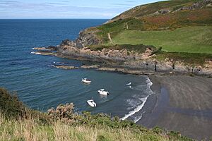 Pwllgwaelod bay with boats - geograph.org.uk - 565006