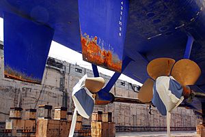 USS Port Royal (CG 73) aft section in drydock