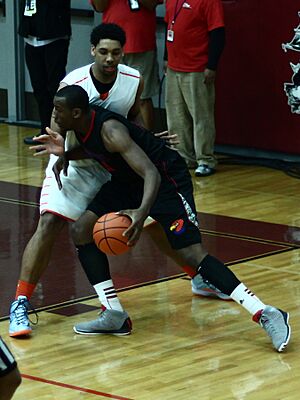 20130307 Cliff Alexander drives on Jahlil Okafor cropped