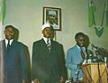 Ahmed Dini Ahmed proclaiming the Djibouti Declaration of Independence on 27 June 1977