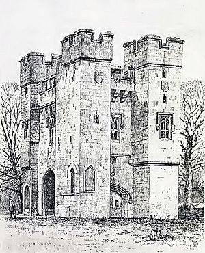 Alnwick Abbey gatehouse - line drawing