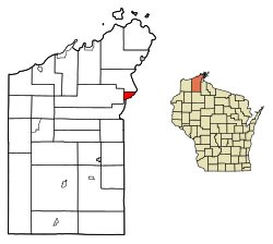 Location of Washburn in Bayfield County, Wisconsin.