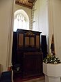 Berden St Nicholas interior - 01 organ with tower
