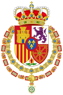 Coat of Arms of Spanish Monarch-Variant as Grand Master of the Order of Saint Hermenegild.svg