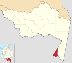 Location of the municipality and town of Puerto Nariño in the Amazonas Department of Colombia