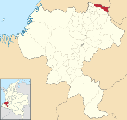 Location of the municipality and town of Miranda, Cauca in the Cauca Department of Colombia.