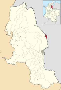 Location of the municipality and town of Puerto Santander in the Norte de Santander Department of Colombia.