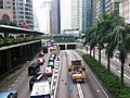 Diverted traffic on Connaught Road Central near West exit of Pedder Street Tunnel on 2014-09-30