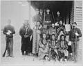 Eight Crow prisoners under guard at Crow agency, Montana, 1887 - NARA - 531126