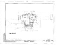 Floor plan of the third story. This story is labeled in the plan as the second floor, since it uses European numbering.