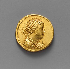 Gold oktadrachm of Ptolemy IV Philopator MET DP138748