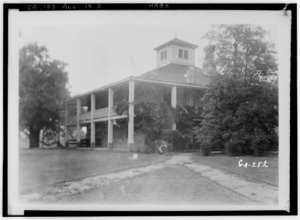 Historic American Buildings Survey Photograph by Harold Bush-Brown Printed and Enlarged by L.D. Andrew June, 27, 1936 CORNER VIEW - Fruitlands, 2604 Washington Road, Augusta, HABS GA,123-AUG,19-2