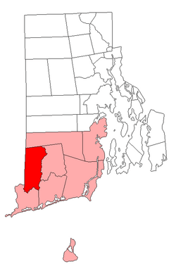 Location of Hopkinton within Washington County, Rhode Island