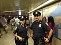 Two members of the MTA Police in Penn Station.