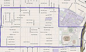 Map of Exposition Park neighborhood of Los Angeles California