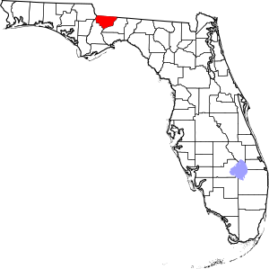 Map of Florida highlighting Gadsden County