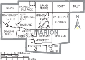 Map of Marion County Ohio With Municipal and Township Labels