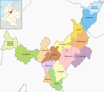 Mapa de Boyacá (subdivisiones)