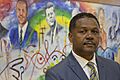Mayor Wade Harper with mural