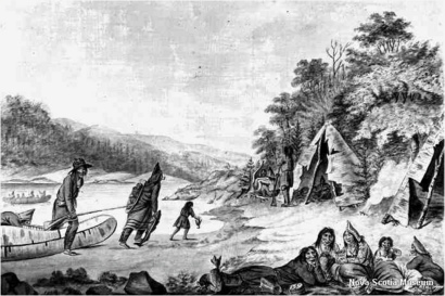 Mi'kmaw Encampment by Hibbert Binney, c.1791, Nova Scotia Museum