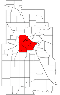 Location of Central within the U.S. city of Minneapolis