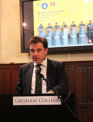Niall Ferguson recording the BBC Reith Lecture at Gresham College