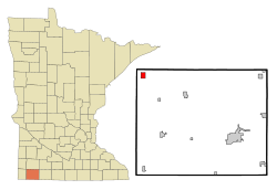 Location of Leota in Nobles County and Minnesota