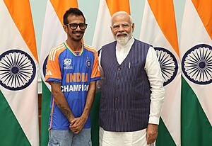 Prime Minister Of Bharat Shri Narendra Damodardas Modi with Shri Yuzvendra Chahal
