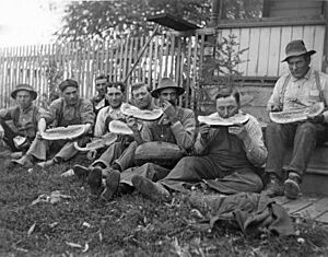 Time out for watermelon, Uniontown, WA, circa 1910