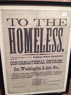 To the Homeless of the Chicago Fire, Chicago History Museum