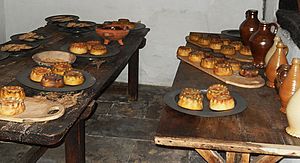 Tudor pies on pewter plates at Hampton Court