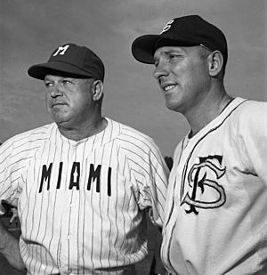 University of Miami baseball coach Jimmie Foxx with FSU coach Danny Litwhiler in Tallahassee, Florida (9772311054)