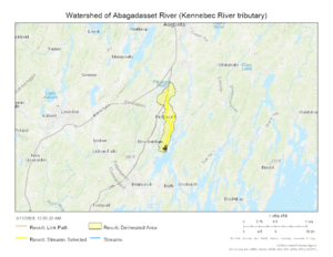 Watershed of Abagadasset River (Kennebec River tributary)