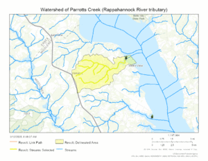 Watershed of Parrotts Creek (Rappahannock River tributary)