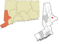 Western Connecticut incorporated and unincorporated areas, Newtown borough highlighted