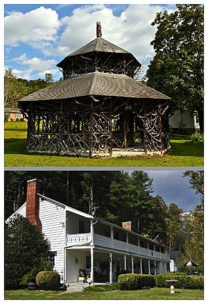 National Register of Historic Places in Alleghany Springs, Virginia. Top: Alleghany Springs Springhouse; Bottom: William Barnett House