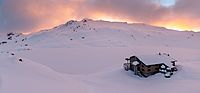 Angelus Hut in the winter, Nelson Lakes National Park, New Zealand