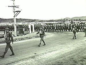 Australian 2-40th Infantry Battalion at Brighton in 1940 (AWM photo P00080 007)