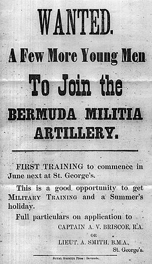 Bermuda Militia Artillery 1895 recruiting advert in The Royal Gazette