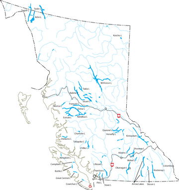 Canada BC lakes map
