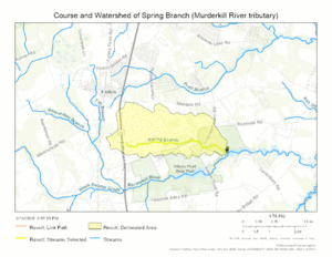 Course and Watershed of Spring Branch (Murderkill River tributary)