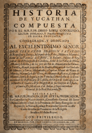 Diego López Cogolludo (1688) Historia de Yucathan 2
