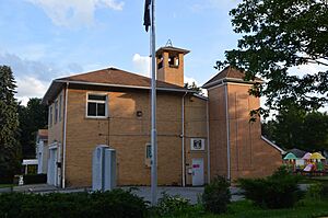 Fire station, borough building, and war memorial in Patterson Heights