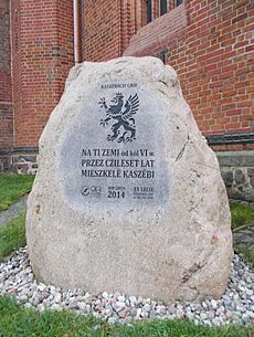 Kamień kaszubski z gryfem przy katedrze w Szczecinie