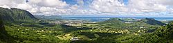 View from the Nuʻuanu Pali Lookout of Kaneʻohe