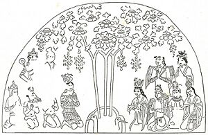 Manichaean picture from cave 25 at Bezeklik Caves