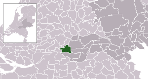 Highlighted position of Lingewaal in a municipal map of Gelderland