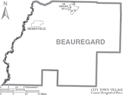 Map of Beauregard Parish Louisiana With Municipal Labels